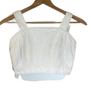 Lone Star Denim Crop Top White Smocked Back Small Cotton